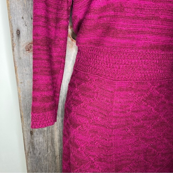 Sparrow Anthropologie Cranberry Marled Wool Blend Fit and Flare Sweater Dress M - Picture 4 of 12